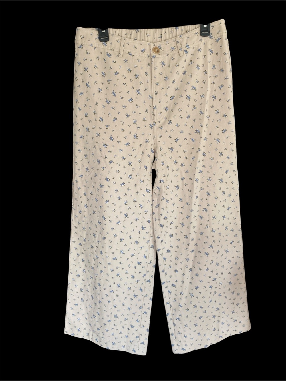 TALULAH Cream Wide-Leg Pants with Blue Floral Print Size 1X